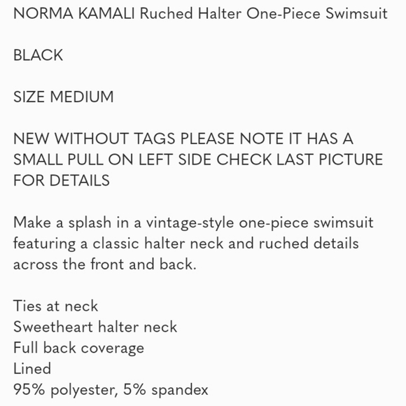 NORMA KAMALI BILL MIO Ruched Halter One-Piece Swimsuit, BLACK SIZE MEDIUM - Picture 11 of 12